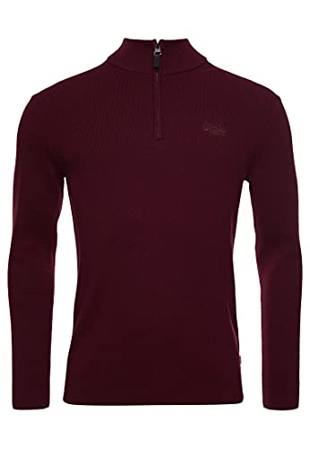 Superdry Herren Vintage EMB Cotton/Cash Henley Pullover Sweater, Rich Berry Marl, L von Superdry