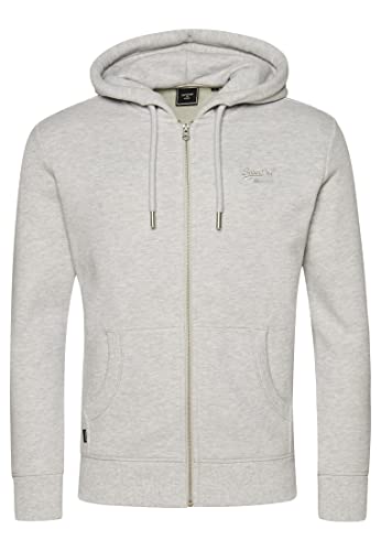 Superdry Herren Vintage Logo EMB Zip Hoodie, Schwarz, Glacier Grey Marl, S von Superdry