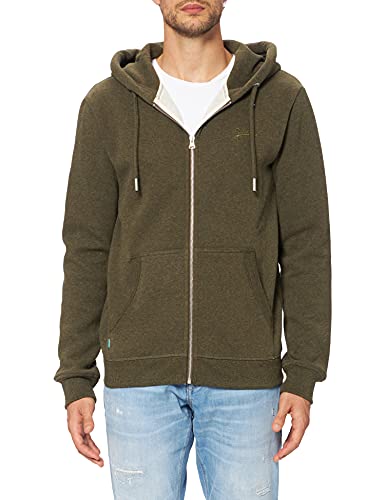 Superdry Herren Vintage Logo EMB Ziphood BB Hooded Sweatshirt, Olive Marl, S von Superdry