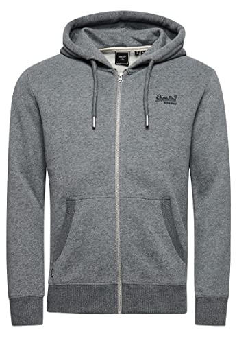 Superdry Herren Vintage Logo EMB Ziphood Kapuzenpullover, Charcoal Grey Marl, Small von Superdry