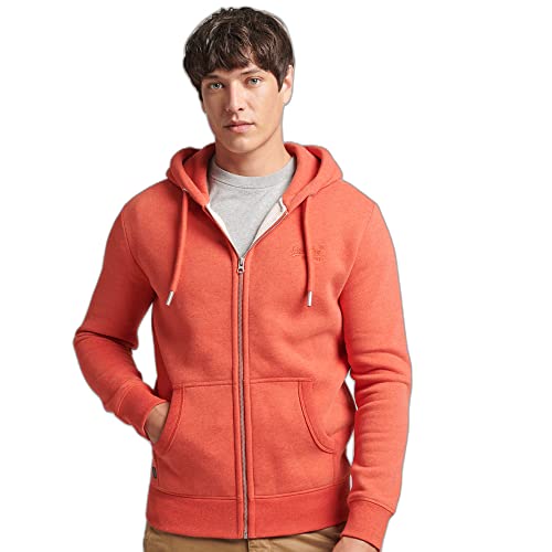 Superdry Herren Vintage Logo Kapuzenjacke mit Stickerei Leuchtendes Orange Meliert S von Superdry