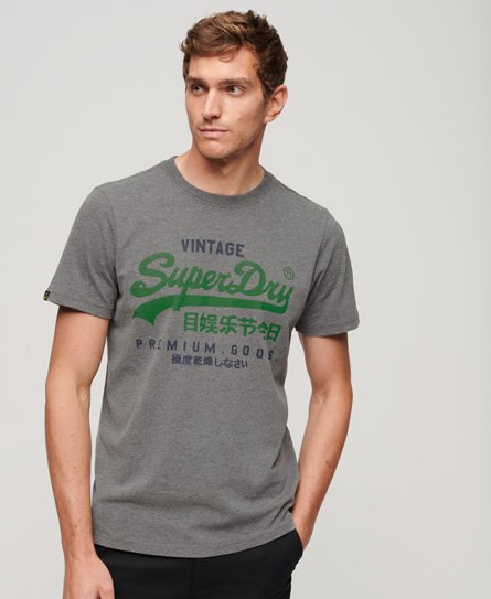 Superdry Men's Vintage Logo Premium Goods T-Shirt Dunkelgrau - Größe: S von Superdry