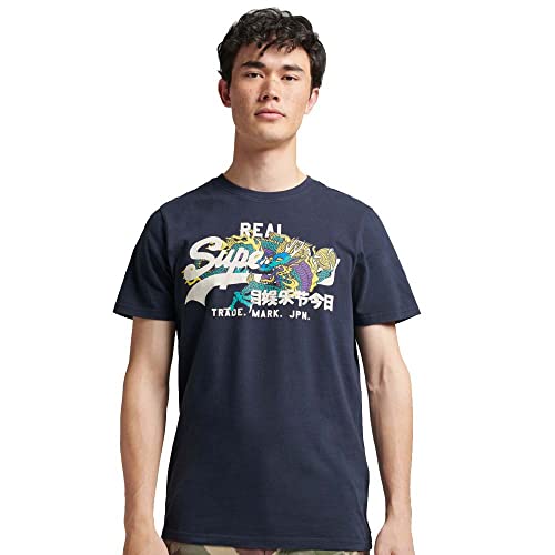 Superdry Herren Vintage Logo T-Shirt in Neonfarben Finster Marineblau S von Superdry