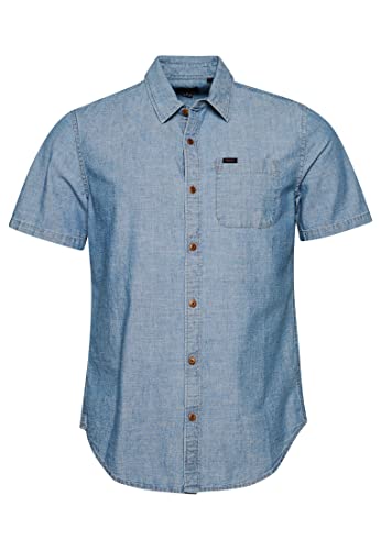 Superdry Herren Vintage Loom S/S Shirt Kapuzenpullover, Worn Wash Indigo, 56 von Superdry