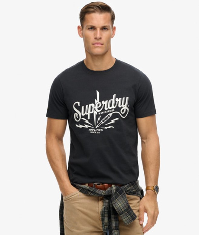 Superdry Herren Vintage Merch Store T-shirt Schwarz - Größe: M von Superdry