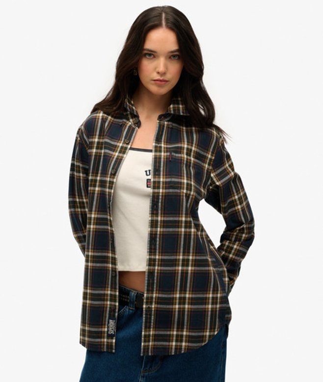 Superdry Herren Vintage OverGröße-karohemd Marineblau - Größe: L von Superdry