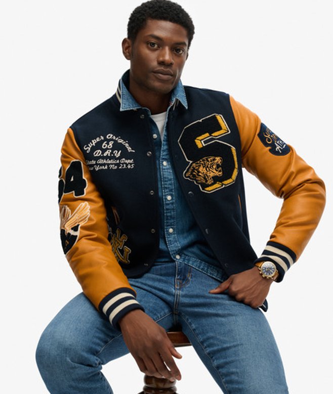 Superdry Herren Vintage Patched Varsity Jacke Navy - Größe: Xxxl von Superdry