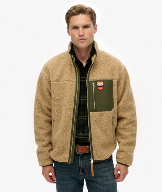 Superdry Herren Vintage Retro Borg Fleecejacke Brown - Größe: M Superdry Herren Vintage Retro Borg Fleecejacke Brown - Größe: M von Superdry