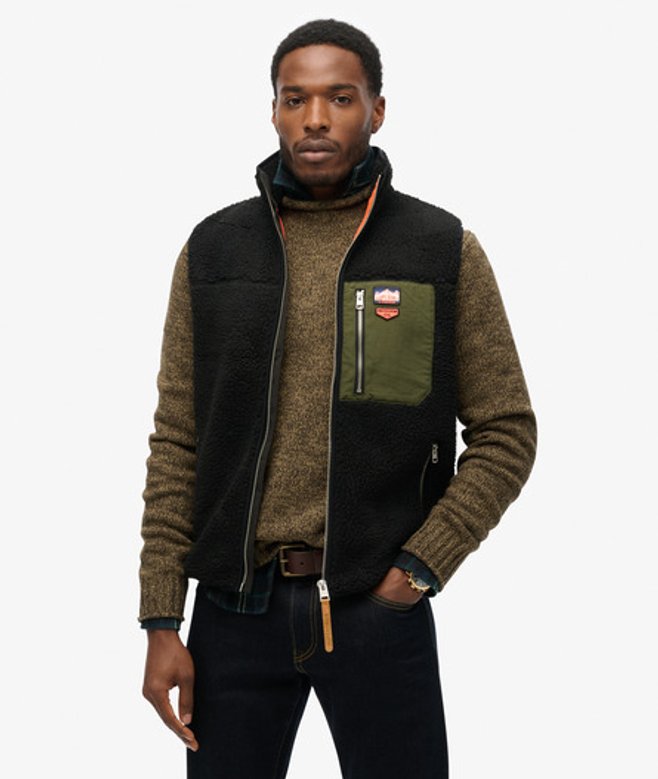 Superdry Herren Vintage Retro Borg Fleece-weste Schwarz - Größe: Xxl Superdry Herren Vintage Retro Borg Fleece-weste Schwarz - Größe: Xxl von Superdry