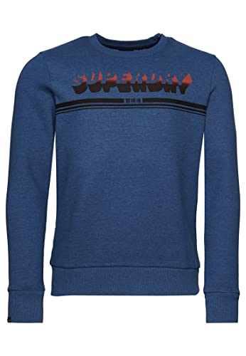 Superdry Herren Vintage Shadow Sweatshirt mit Rundhalsausschnitt Intensiv Marineblau Meliert S von Superdry