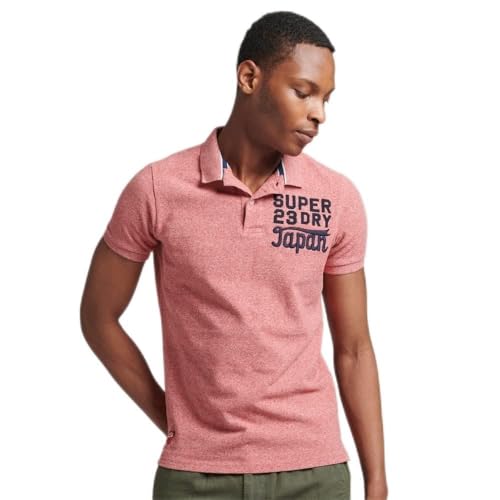 Superdry Herren Vintage Superstate Polo Sweatshirt, Mid Pink Grit, M von Superdry