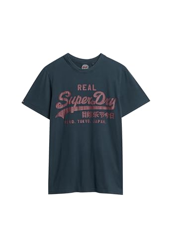 Superdry Herren Vintage T-Shirt mit Logo-Grafik Finster Marineblau S von Superdry