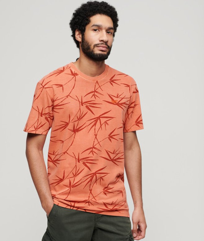 Superdry Herren Vintage T-shirt mit überfärbtem Print Orange - Größe: S von Superdry