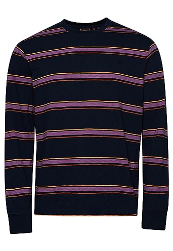 Superdry Herren Vintage Textured Stripe LS TOP Businesshemd, Blaue Streifen, XXL von Superdry