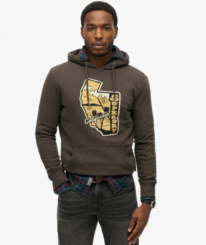Superdry Men's Vintage Travel Hoodie Braun - Größe: M von Superdry
