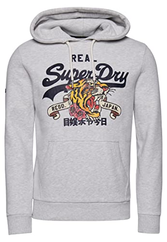Superdry Herren Vintage Vl Narrative Hood Sweatshirt, Glacier Grey Marl, XL von Superdry