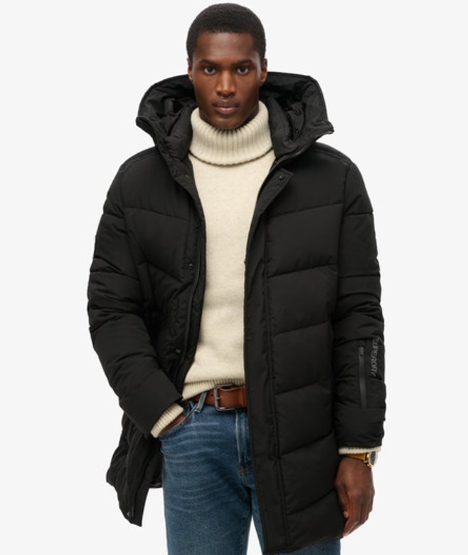 Superdry Herren Wattierter City Chevron Parka Schwarz - Größe: Xxl von Superdry