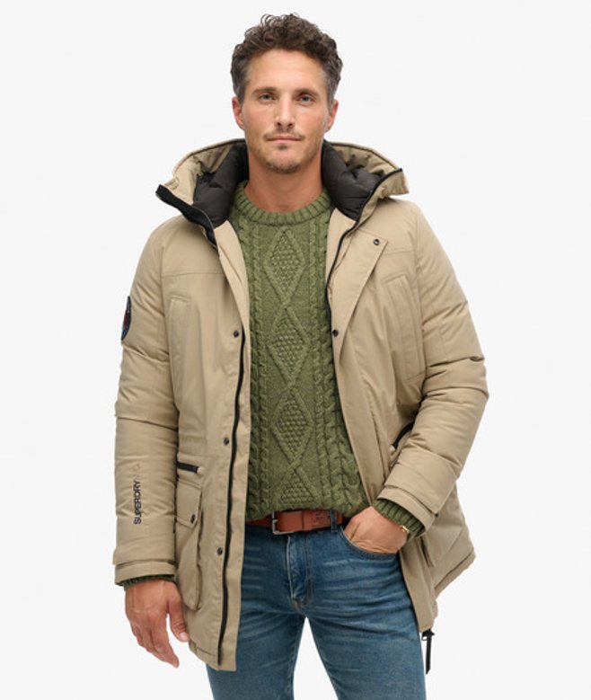 Superdry Herren City Gepolsterter Parka Mantel Braun - Größe: L von Superdry