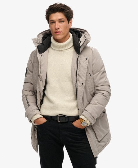 Superdry Men's Wattierter City Parka Dunkelgrau - Größe: L von Superdry