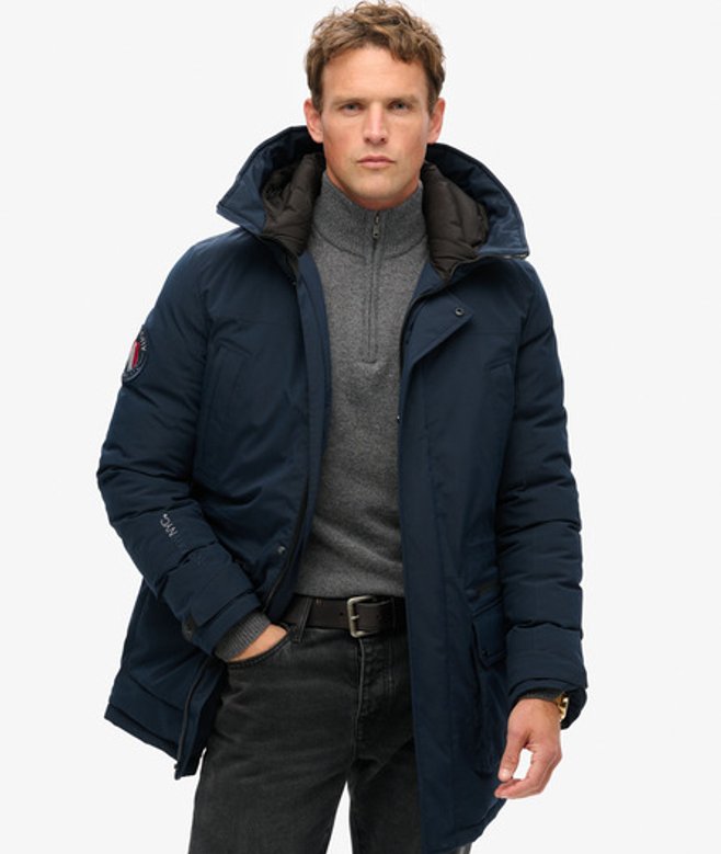 Superdry Herren City Gepolsterter Parka Mantel Marineblau - Größe: S von Superdry