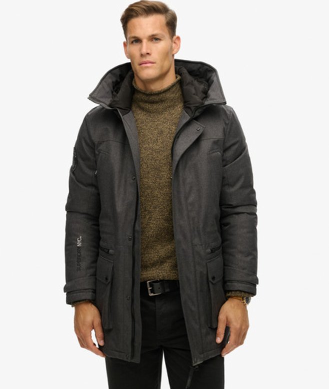 Superdry Herren Wattierter City Tweed Parka Dunkelgrau - Größe: L von Superdry