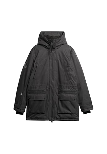 Superdry Herren Wattierter City Tweed Parka Grau Fischgrätenmuster M von Superdry