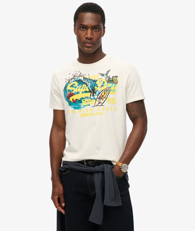 Superdry Herren Weiß La T-Shirt mit Grafik, Größe: M von Superdry