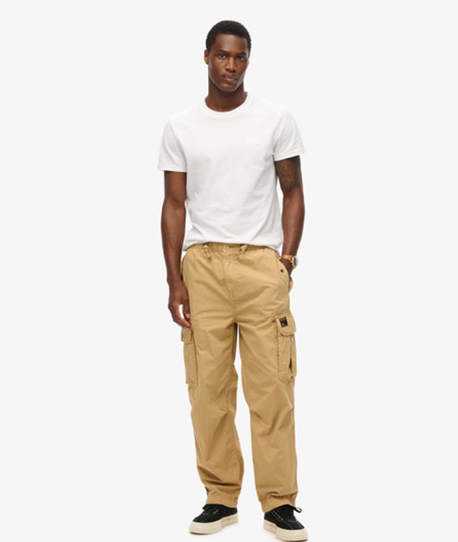 Superdry Herren Weit Geschnittene Parachute Hose Beige - Größe: 30/32 von Superdry