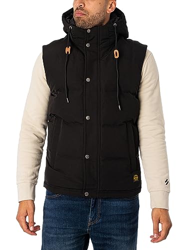 Superdry Herren Weste mit Kapuze Jacke, Jet Black, M von Superdry