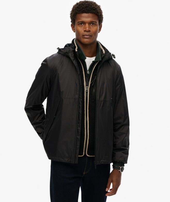 Superdry Herren Windbreaker-jacke mit Kapuze und Logo Schwarz - Größe: S von Superdry