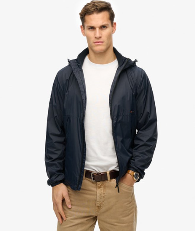 Superdry Herren Windbreaker-jacke mit Kapuze und Logo Navy - Größe: L von Superdry