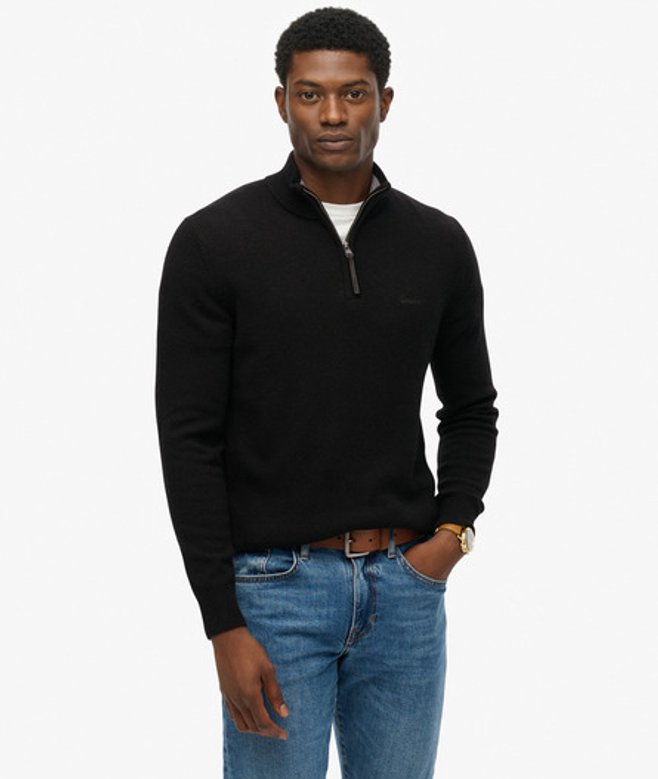 Superdry Herren Wollmischung-pullover mit Reißverschluss Black - Größe: Xxl von Superdry