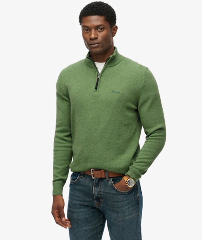 Superdry Herren Wollmischung-pullover mit Reißverschluss Green - Größe: S von Superdry