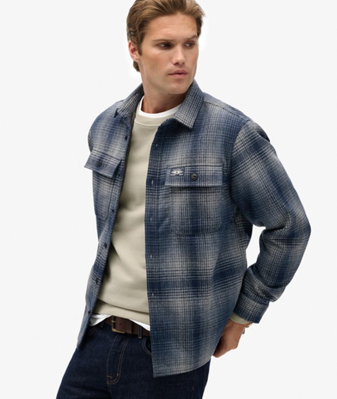 Superdry Herren Wool Miller Overshirt Blue - Größe: XL von Superdry