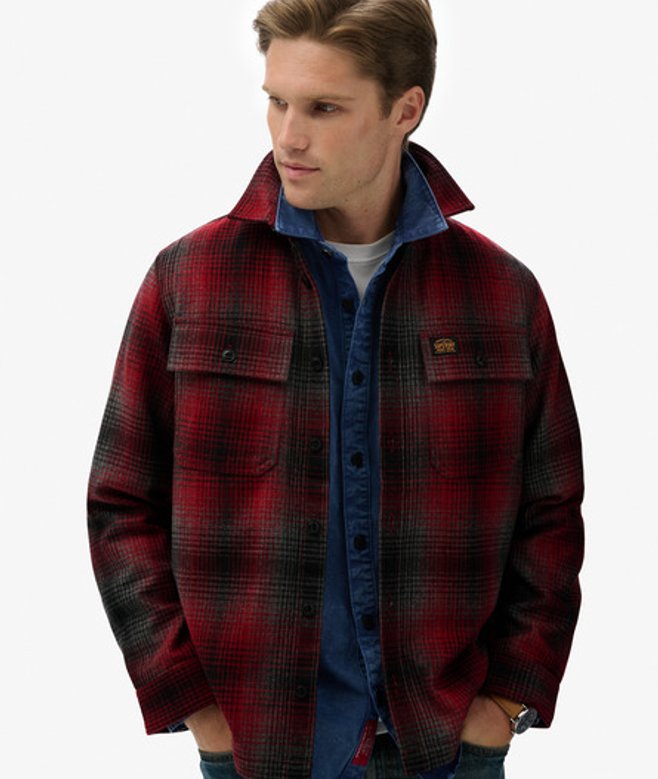 Superdry Herren Wool Miller Overshirt Red - Größe: L von Superdry