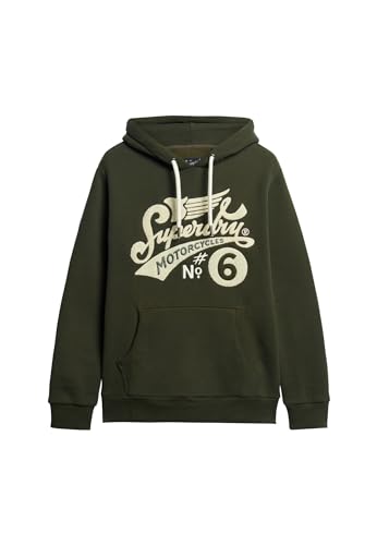 Superdry Herren Worker Script Emb Graphic Hood Sweatshirt, dunkelgrau grün, Large von Superdry