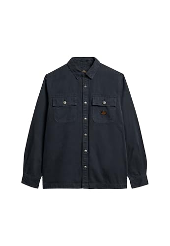 Superdry Herren Workwear Hemdjacke aus Bio-Baumwollcanvas Finster Marineblau XXL von Superdry