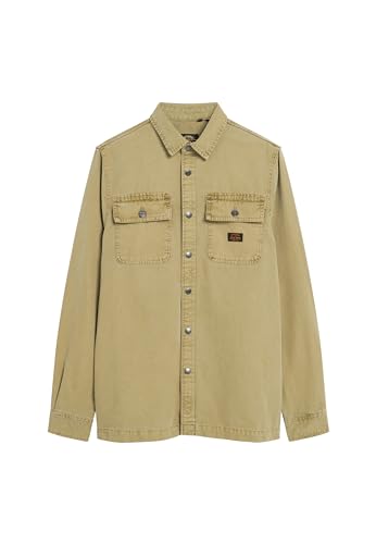 Superdry Herren Workwear Hemdjacke aus Bio-Baumwollcanvas Mattes Grün XXL Superdry Herren Workwear Hemdjacke aus Bio-Baumwollcanvas Mattes Grün XXL von Superdry