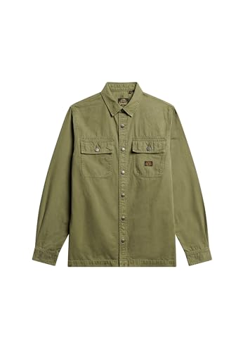 Superdry Herren Workwear Hemdjacke aus Bio-Baumwollcanvas Schnittlauchgrün XXL von Superdry