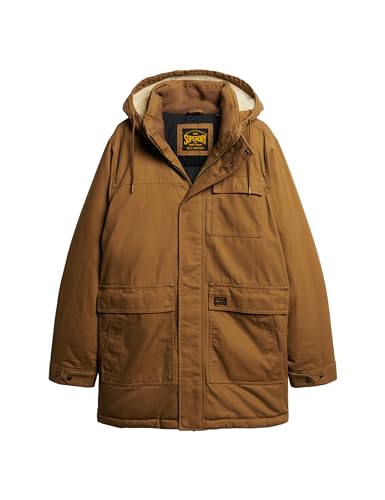 Superdry Herren Workwear Hooded Parka Jacke, Denim Co Tobacco Brown, Small von Superdry