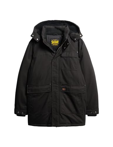 Superdry Herren Workwear Hooded Parka Jacke, Schwarz, M von Superdry