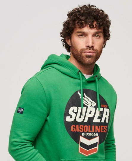 Superdry Herren Grün, Weiß und Schwarz Workwear Hoodie mit Logografikdruck, Größe: S von Superdry