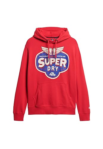 Superdry Herren Workwear Hoodie mit Logografikdruck Soda Pop Rot L von Superdry