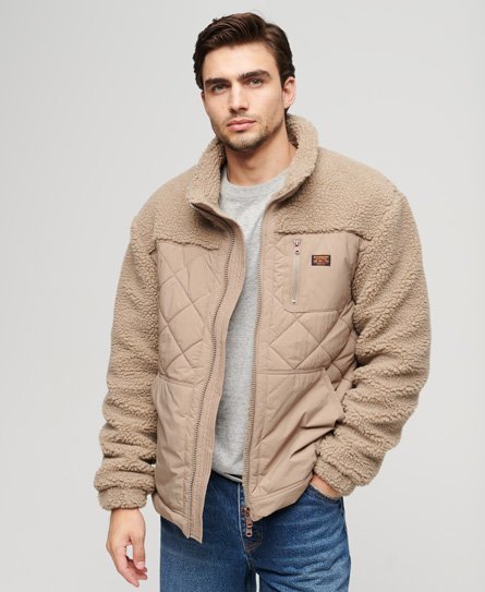 Superdry Men's Workwear Hybrid Jacke mit Sherpa-Fleece Creme - Größe: XL von Superdry