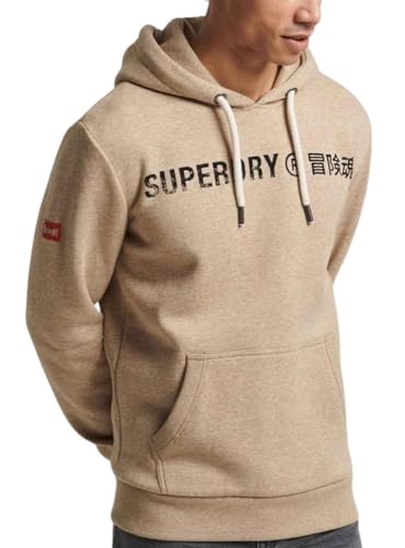 Superdry Herren Workwear Logo Vintage Hoodie Sweatshirt, Braun, Fleck Marl, XL von Superdry