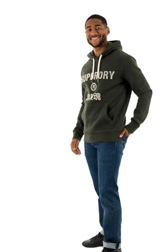 Superdry Herren Workwear Logo Vintage Hoodie Sweatshirt, Dunkles Olivgrün, Large von Superdry