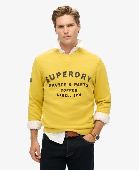 Superdry Herren Workwear Sweatshirt mit Applikation Gelb - Größe: S von Superdry