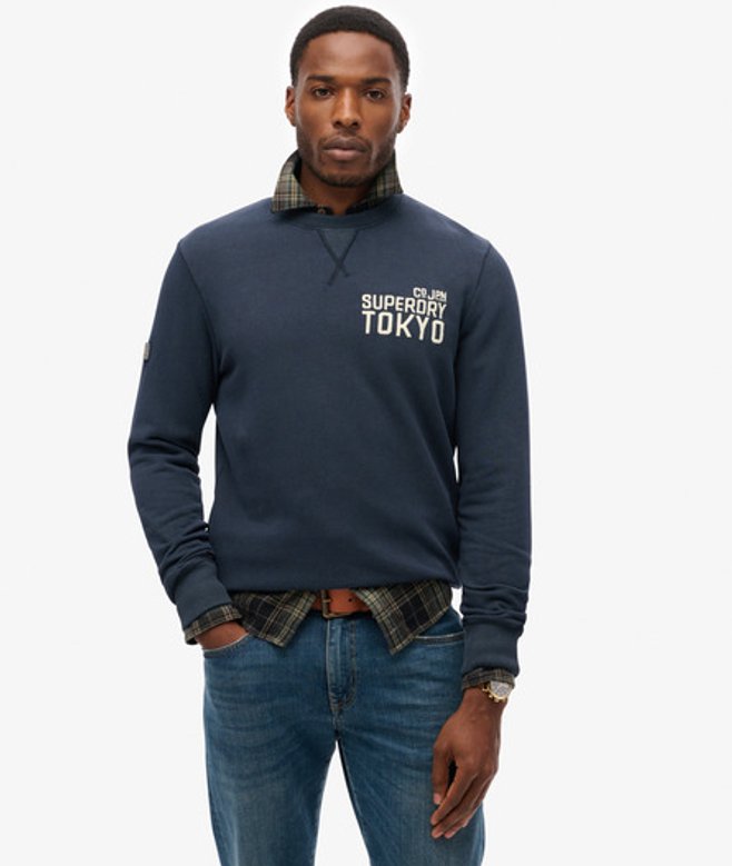Superdry Herren Workwear Sweatshirt mit Applikation Marineblau - Größe: S von Superdry