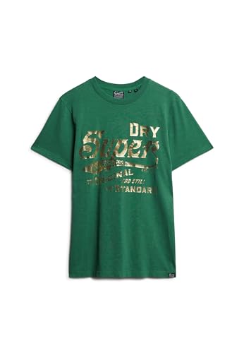 Superdry Herren Workwear T-Shirt mit Metallic-Grafik Piniengrün Strukturiert XL von Superdry