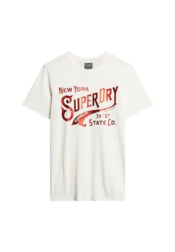 Superdry Herren Workwear T-Shirt mit Metallic-Grafik Winterweiß Strukturiert XL von Superdry